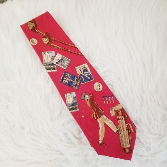 Robert Talbot Parisian red golf tie - Picture 1 of 4